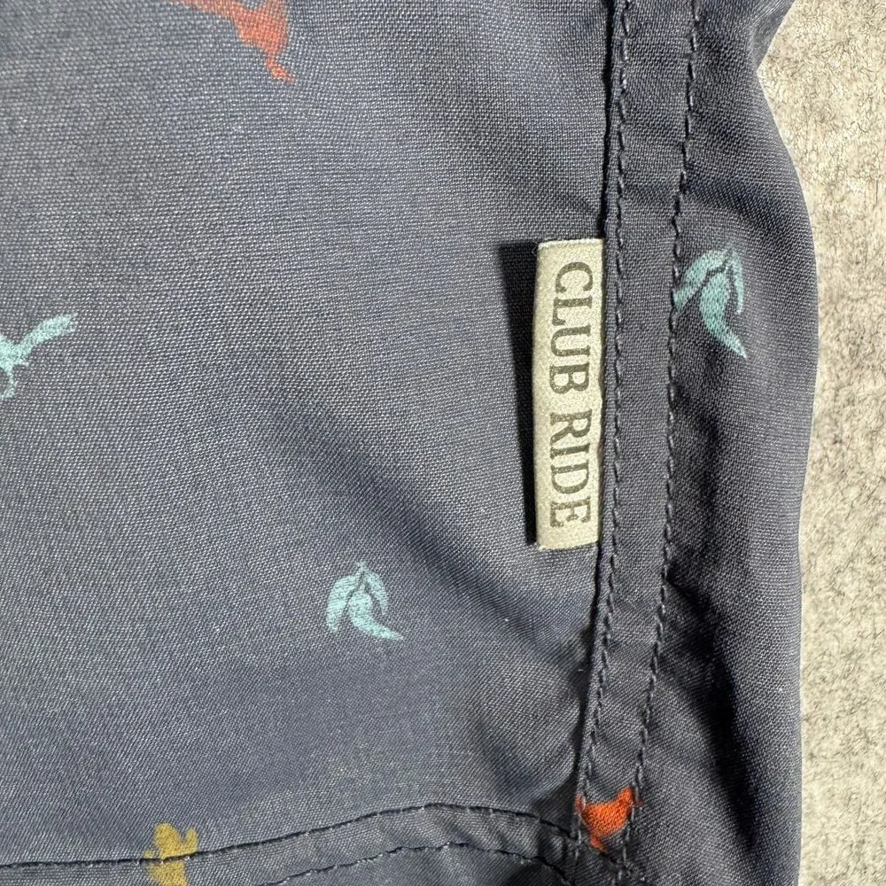 Club Ride Shorts Mens Size 34x11 Blue Cargo Cactus Bird Adjustable Waist